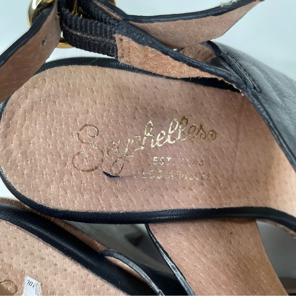 Seychelles Block Heel Black Leather Sandals Size 6.5 - Picture 6 of 7